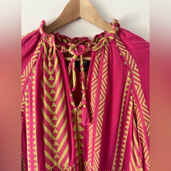 Maeve Dominique Pink &‎ Yellow Embroidered Long Sleeve Tunic Dress Size XS - Picture 4 of 15